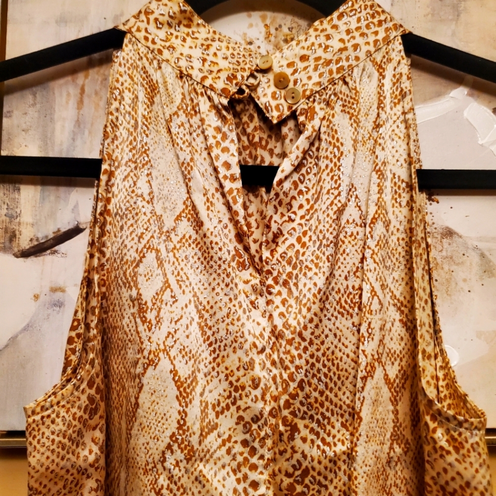 Josie Silk Top, Python Print, Size Small - image 2